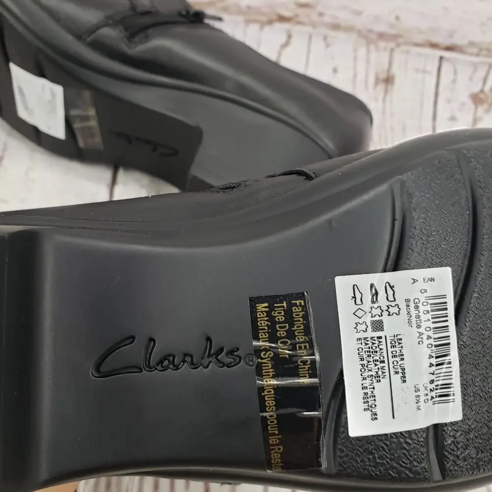 Clarks Ginette Arc Women's Black Leather Heeled Shoes Size 8.5M